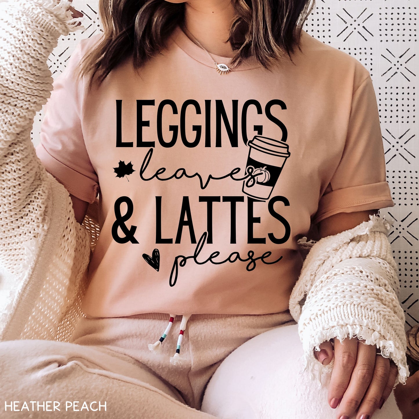 Fall - Leggings Leaves Lattes - Unisex Adult Tee