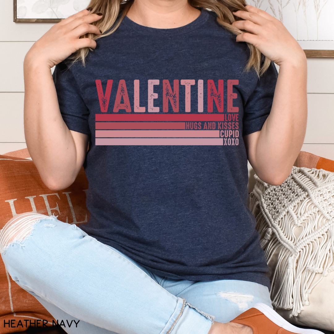 Valentines - Love Hugs Kisses Cupid XOXO - Unisex Adult Tee