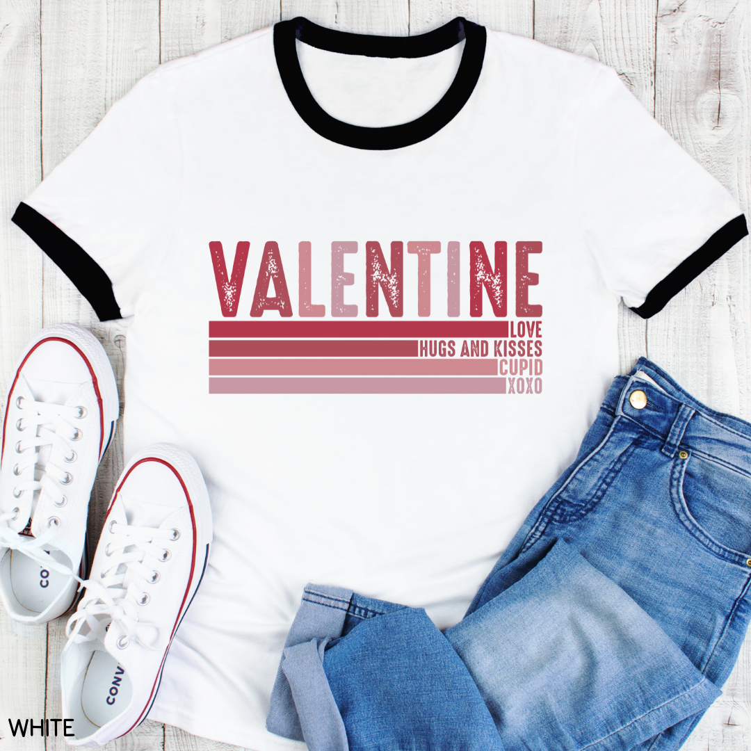 Valentines - Love Hugs Kisses Cupid XOXO - Unisex Adult Tee