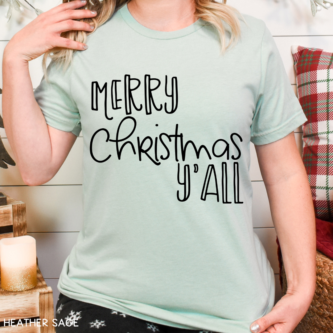 Christmas - Merry Christmas Y'all - Unisex Adult Tee