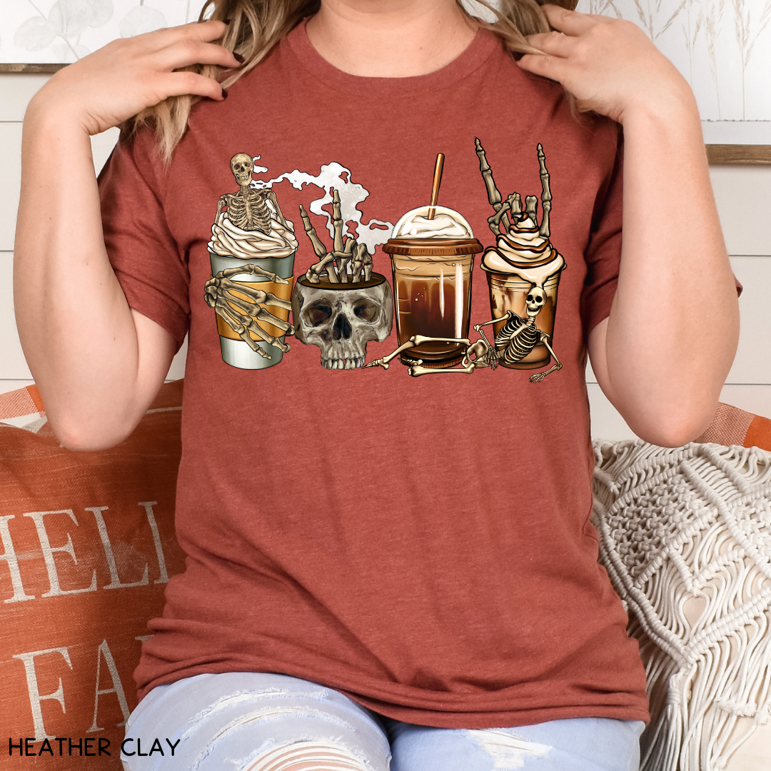 Halloween - Skeleton Lattes - Adult Unisex Tee