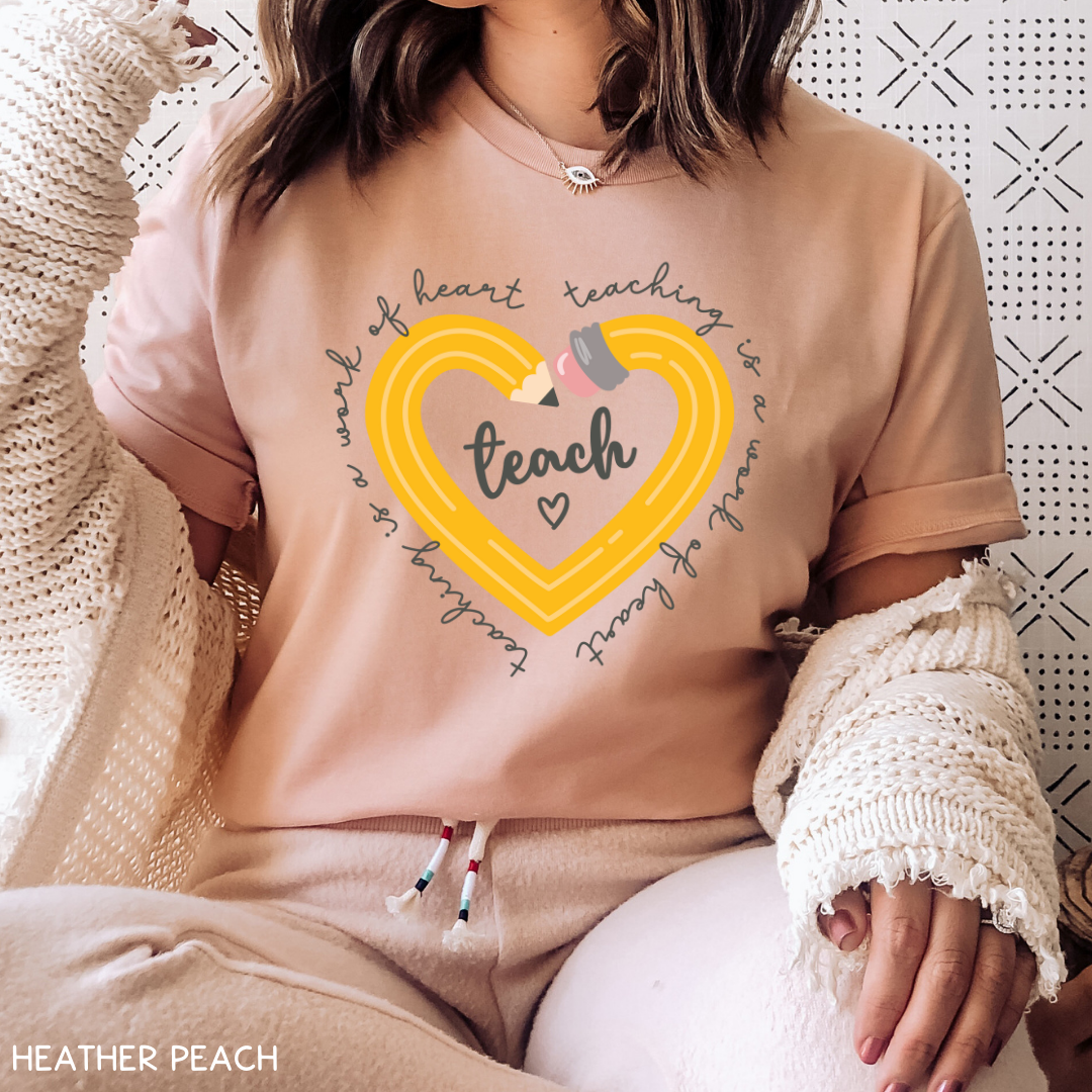 Teacher - Adult Tee - Teacher Pencil Heart