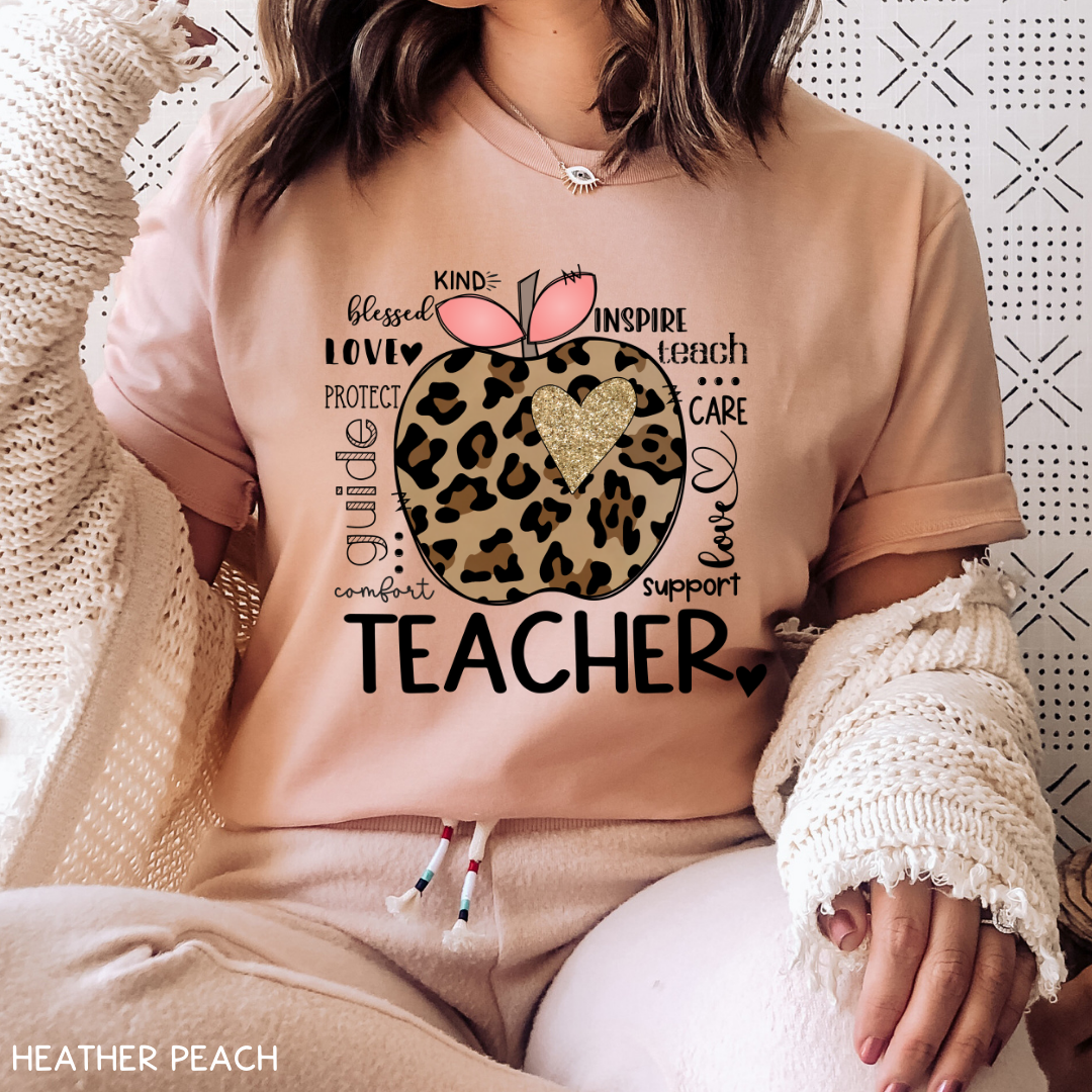 Teacher - Adult Tee - Leopard Apple