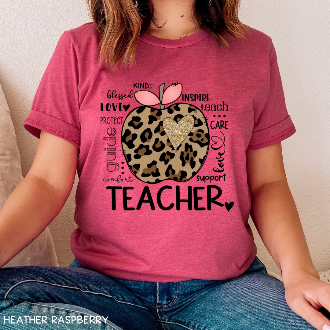 Teacher - Adult Tee - Leopard Apple