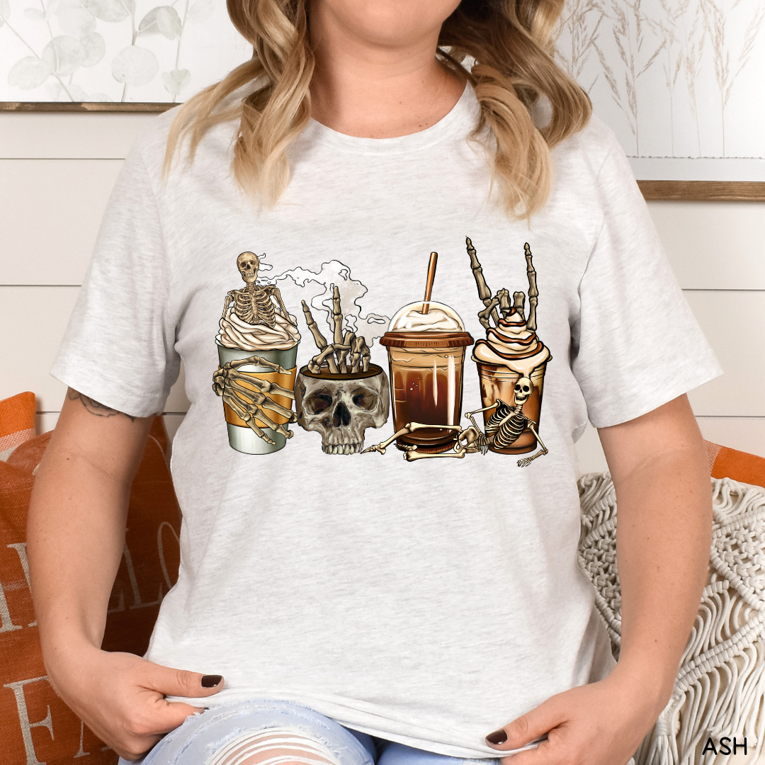 Halloween - Skeleton Lattes - Adult Unisex Tee