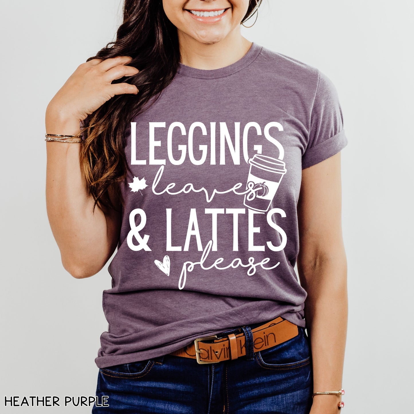 Fall - Leggings Leaves Lattes - Unisex Adult Tee