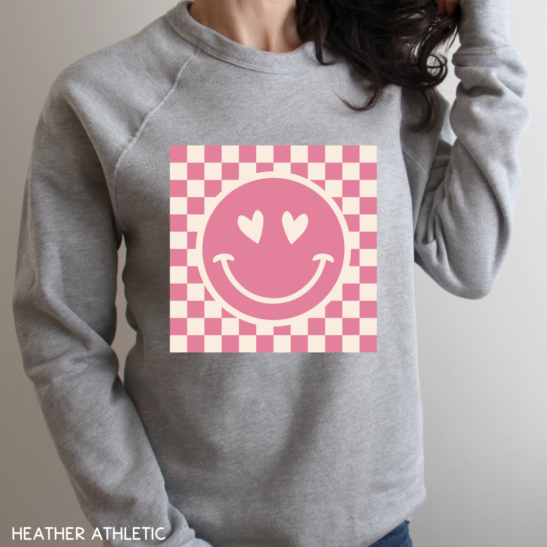 Valentines - Smiley Checkerboard - Adult Unisex Sweatshirt