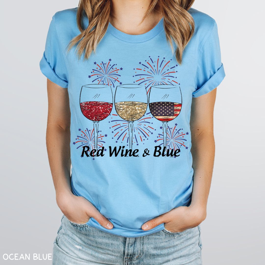 America - Red Wine & Blue - Unisex Adult Tee