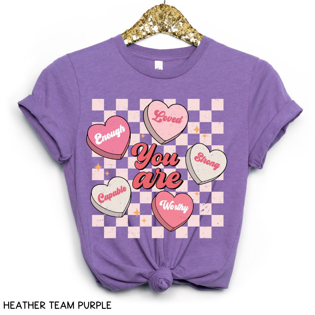 Valentines - You Are Loved Candy Hearts - Unisex Adult Tee