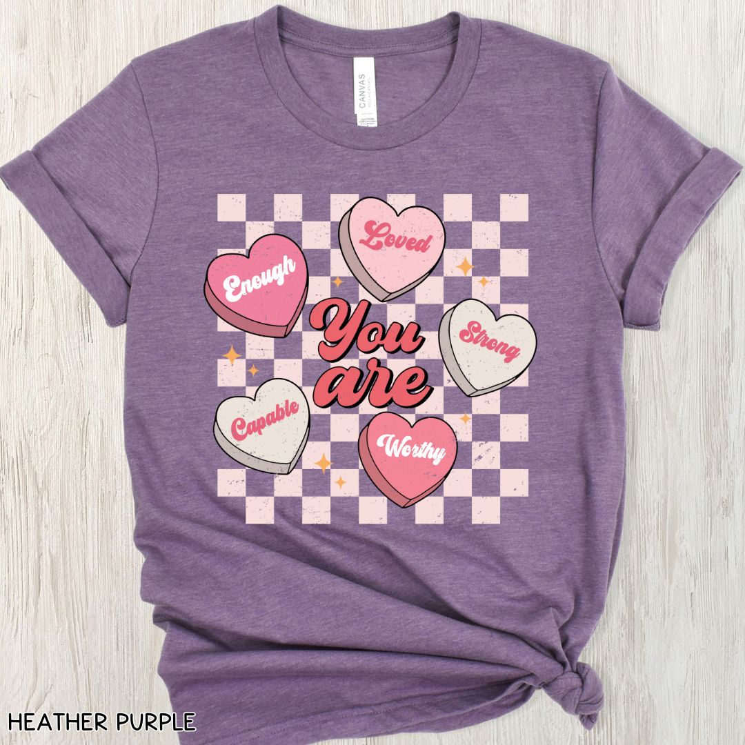 Valentines - You Are Loved Candy Hearts - Unisex Adult Tee