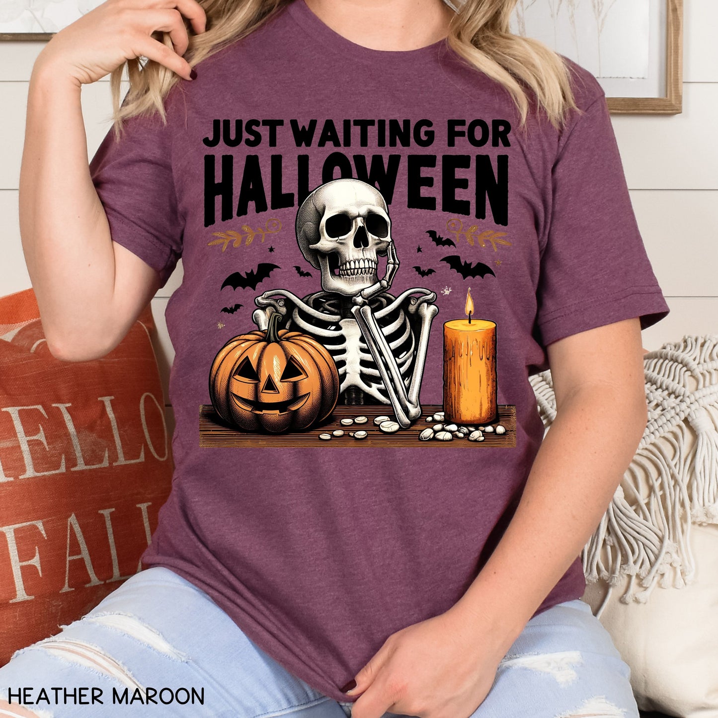 Fall - Just Waiting For Halloween - Unisex Adult Tee