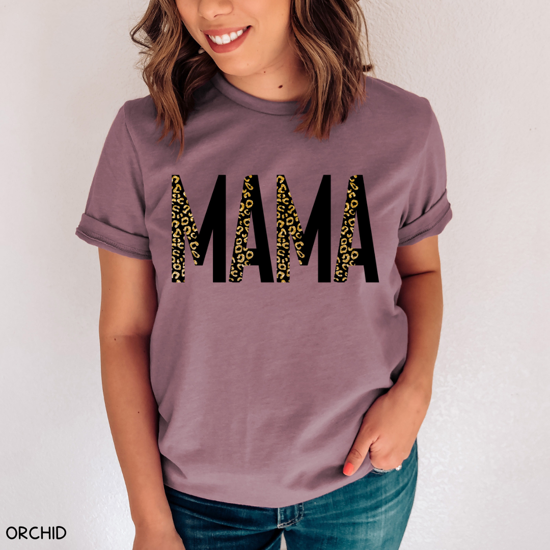 Mama Leopard Glitter - Adult Tee