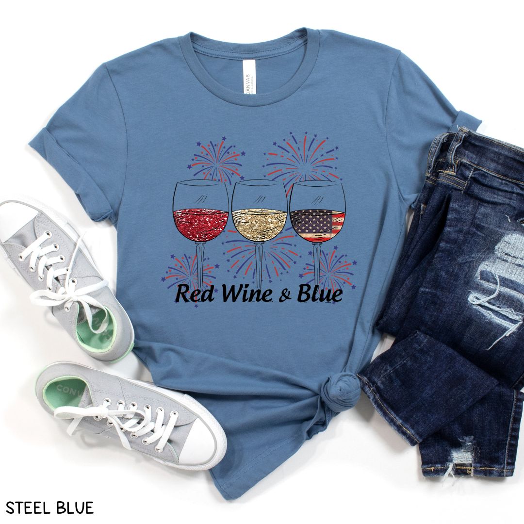 America - Red Wine & Blue - Unisex Adult Tee