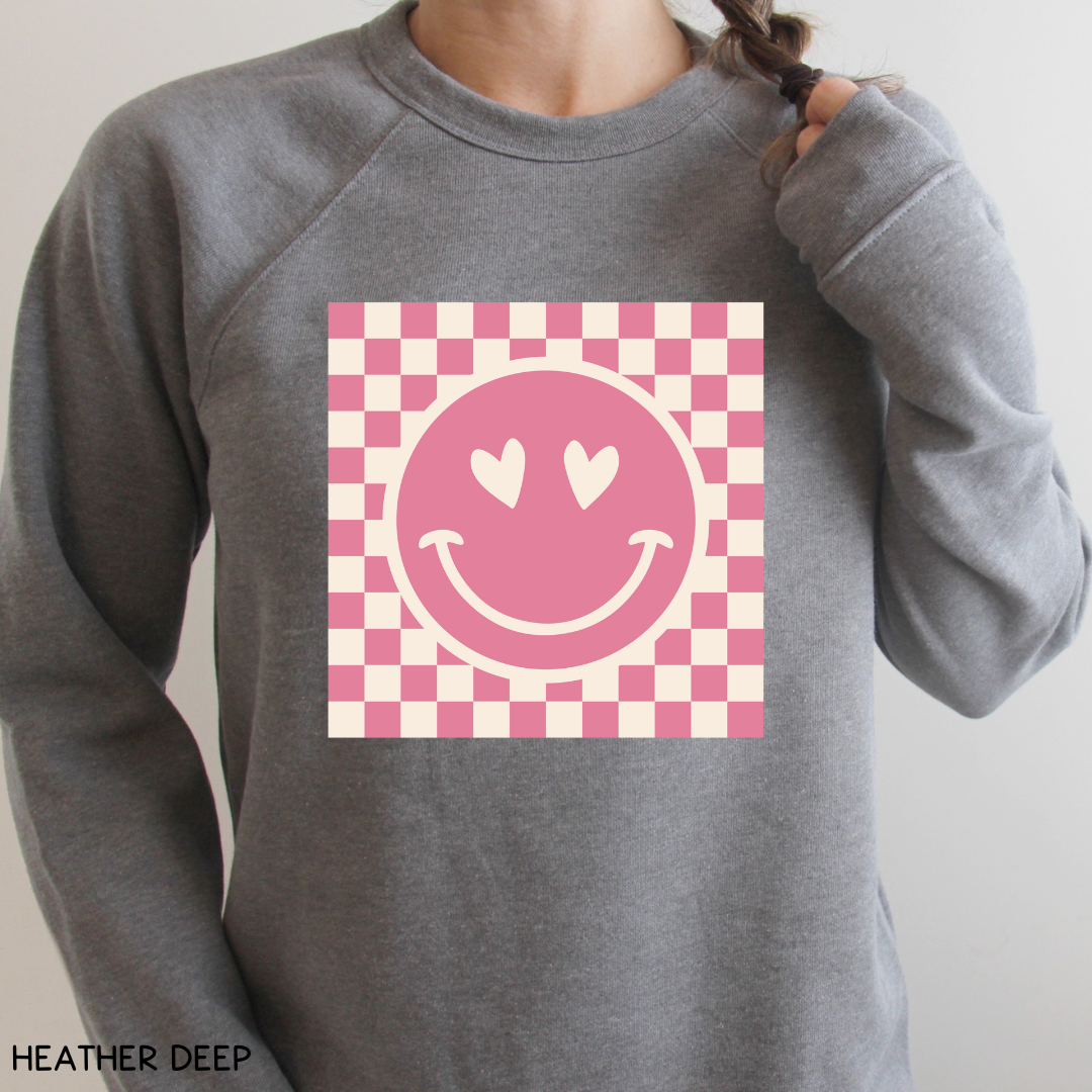 Valentines - Smiley Checkerboard - Adult Unisex Sweatshirt