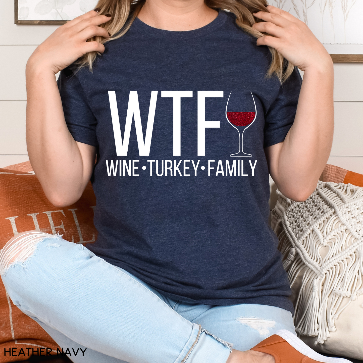 Thanksgiving - Unisex Adult Tee - WTF Wine Turkey Family