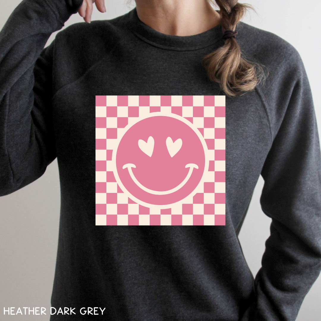 Valentines - Smiley Checkerboard - Adult Unisex Sweatshirt