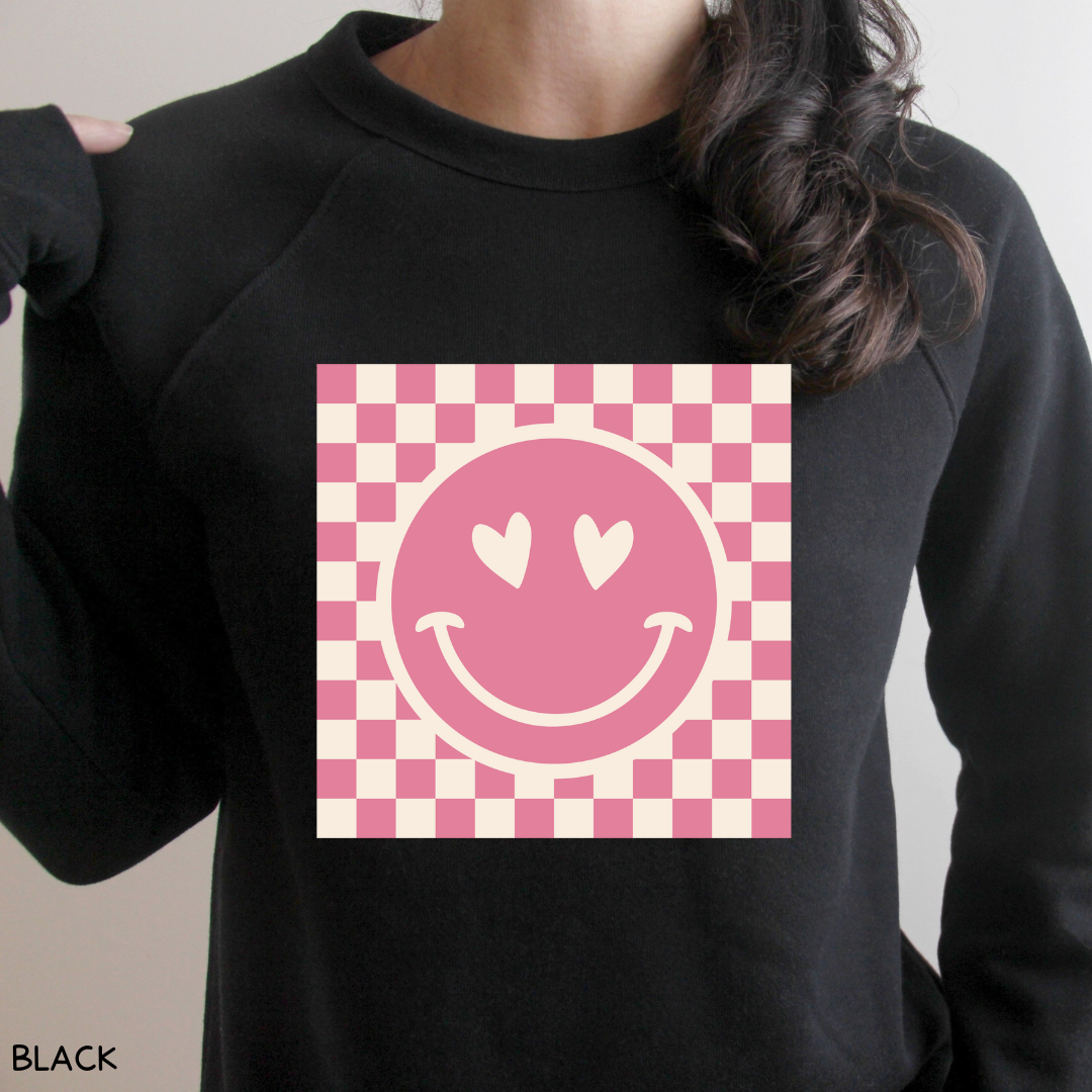 Valentines - Smiley Checkerboard - Adult Unisex Sweatshirt