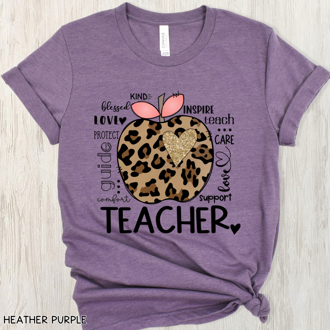 Teacher - Adult Tee - Leopard Apple