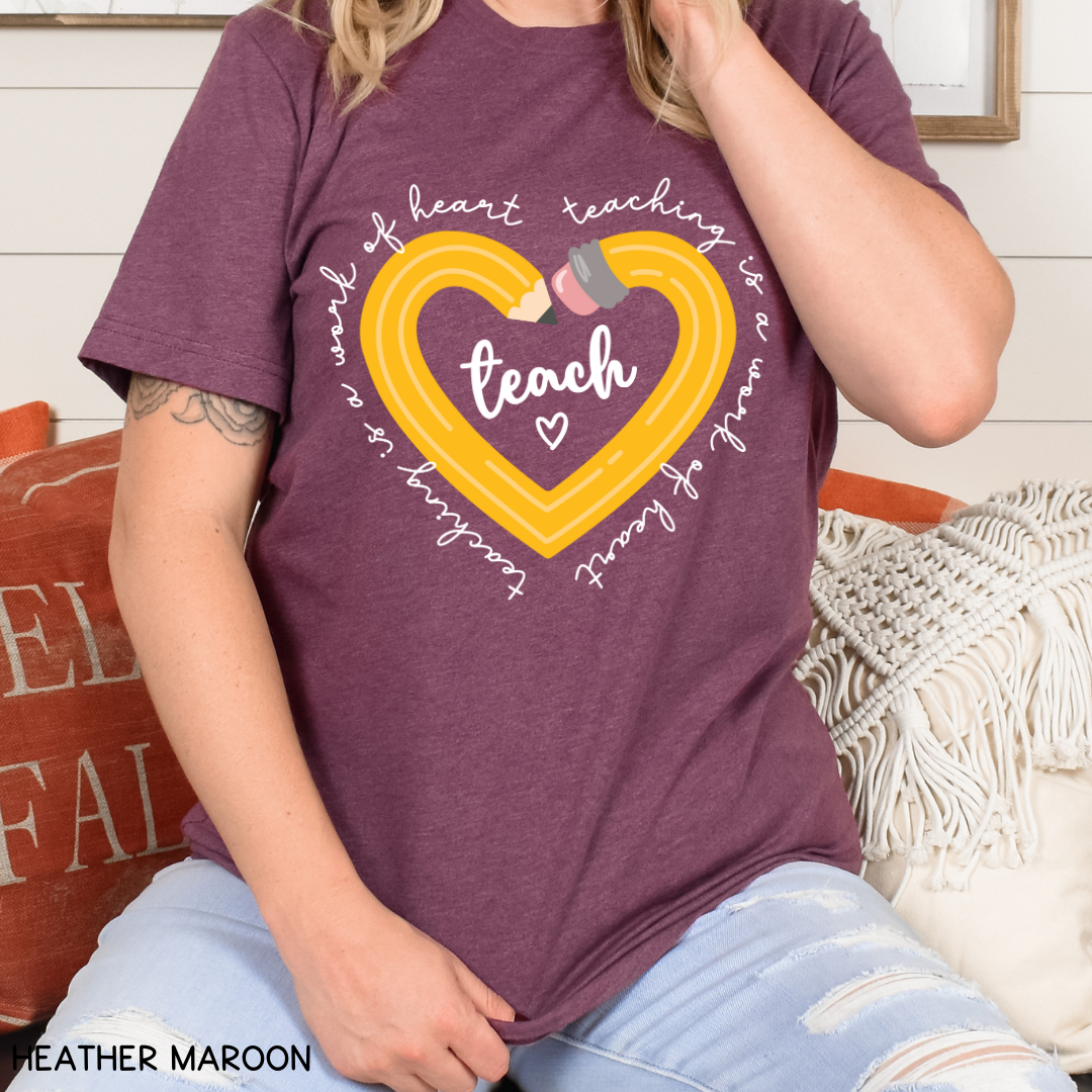 Teacher - Adult Tee - Teacher Pencil Heart