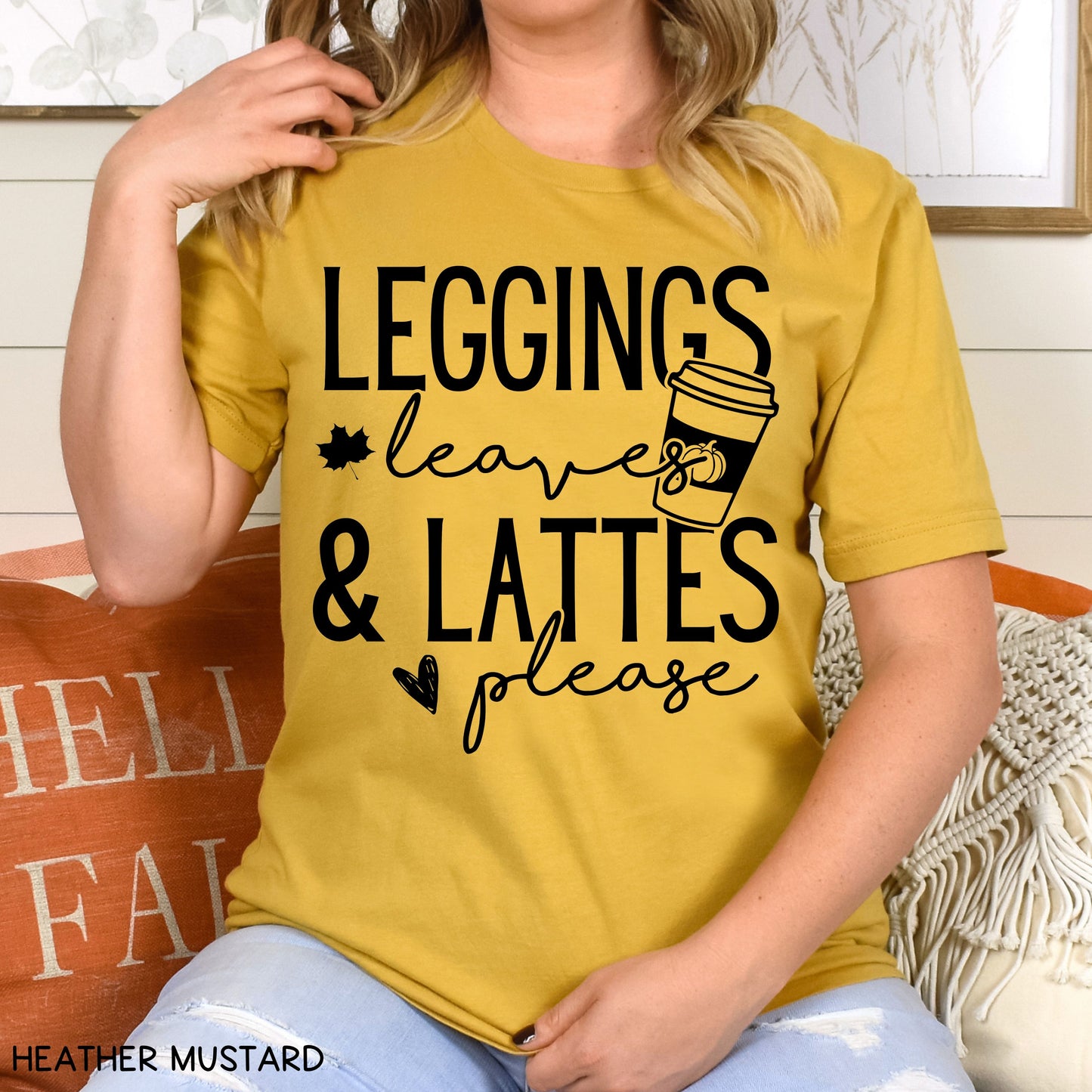 Fall - Leggings Leaves Lattes - Unisex Adult Tee