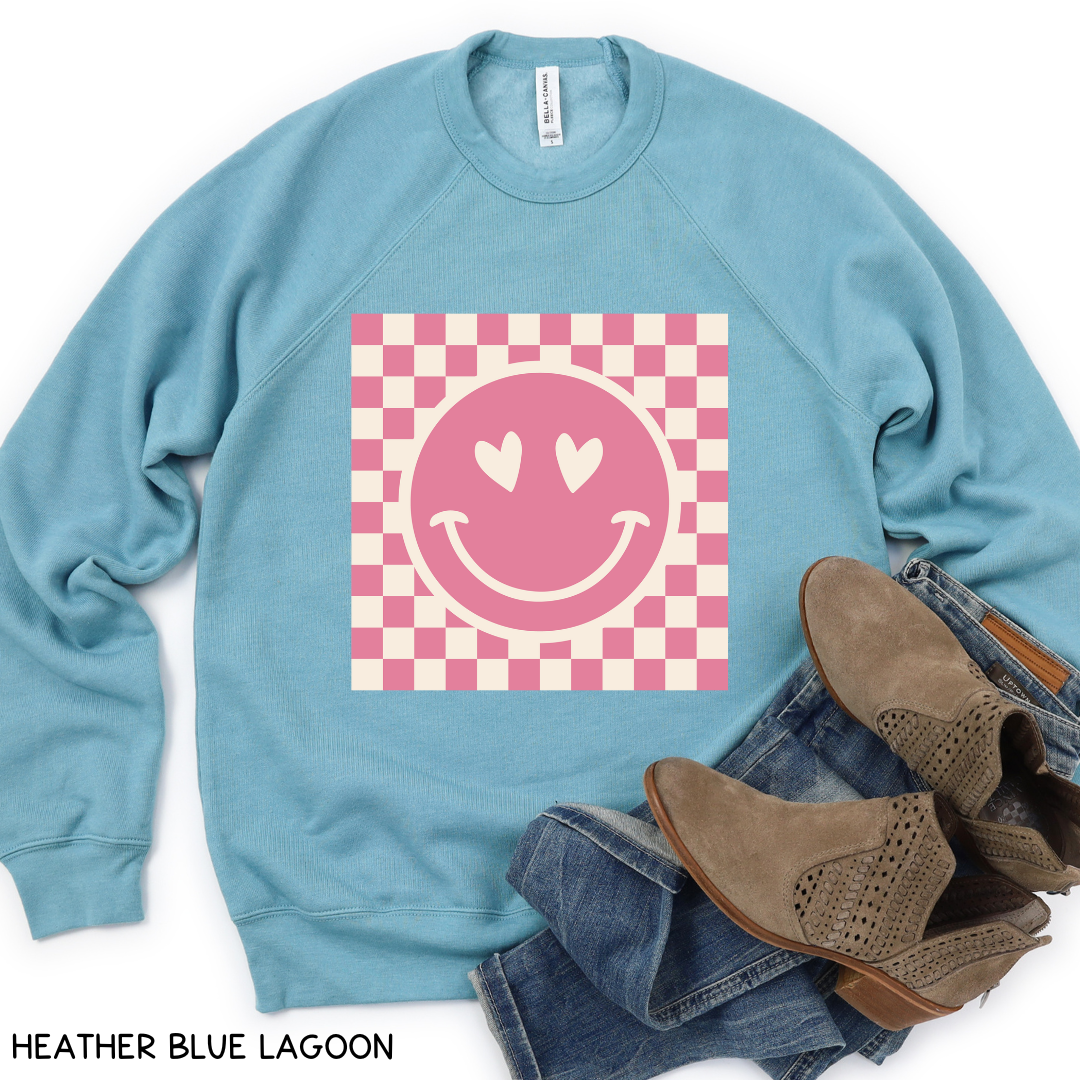 Valentines - Smiley Checkerboard - Adult Unisex Sweatshirt