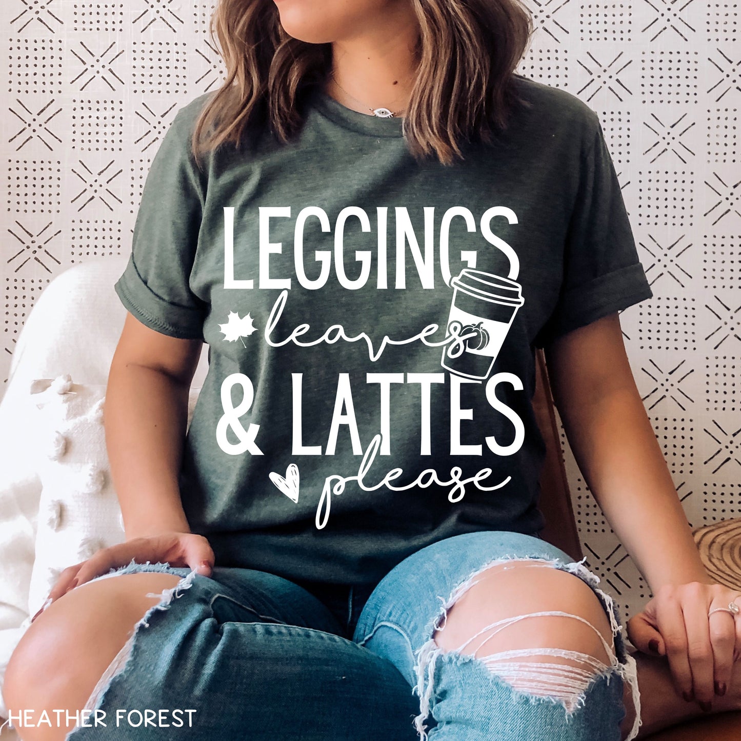 Fall - Leggings Leaves Lattes - Unisex Adult Tee