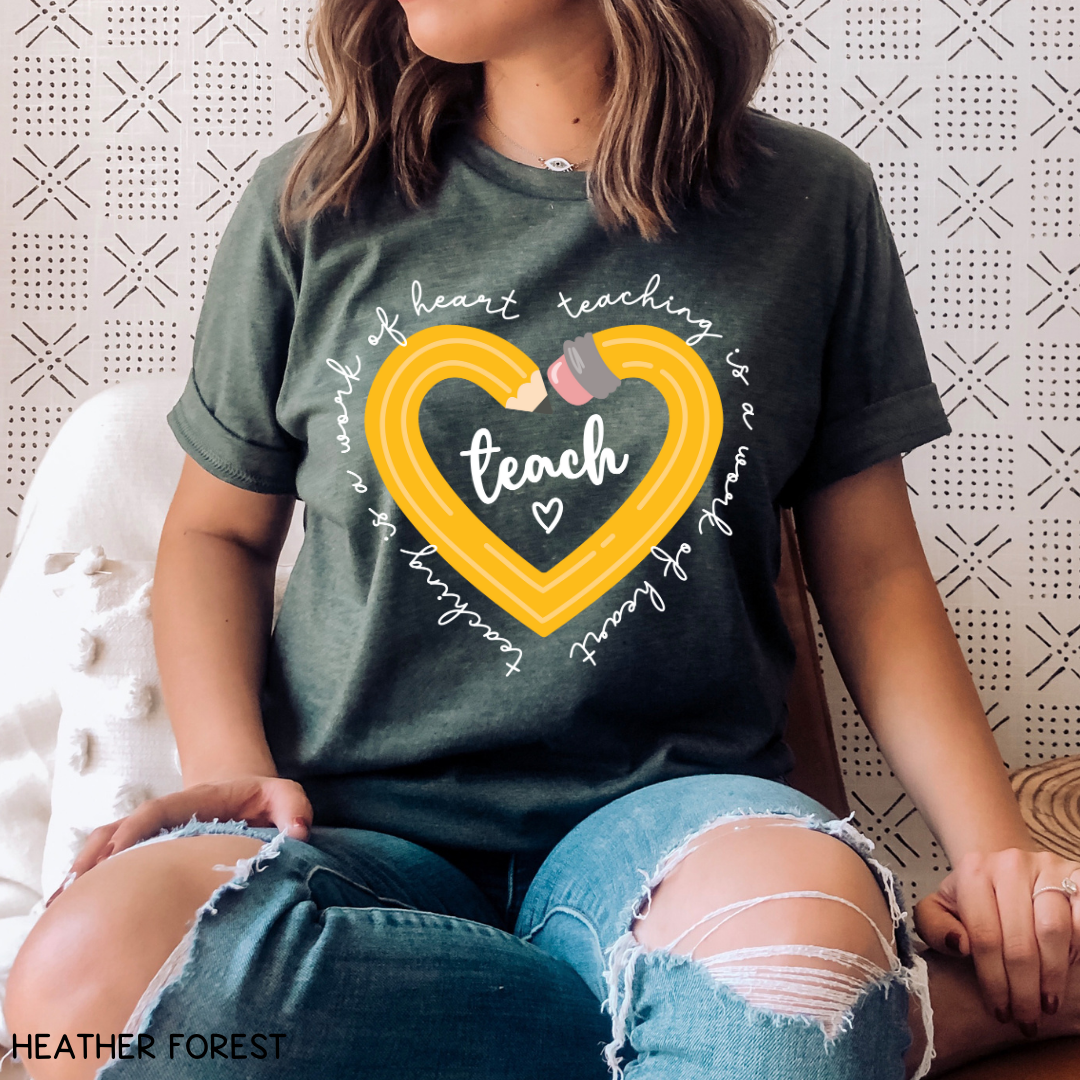 Teacher - Adult Tee - Teacher Pencil Heart