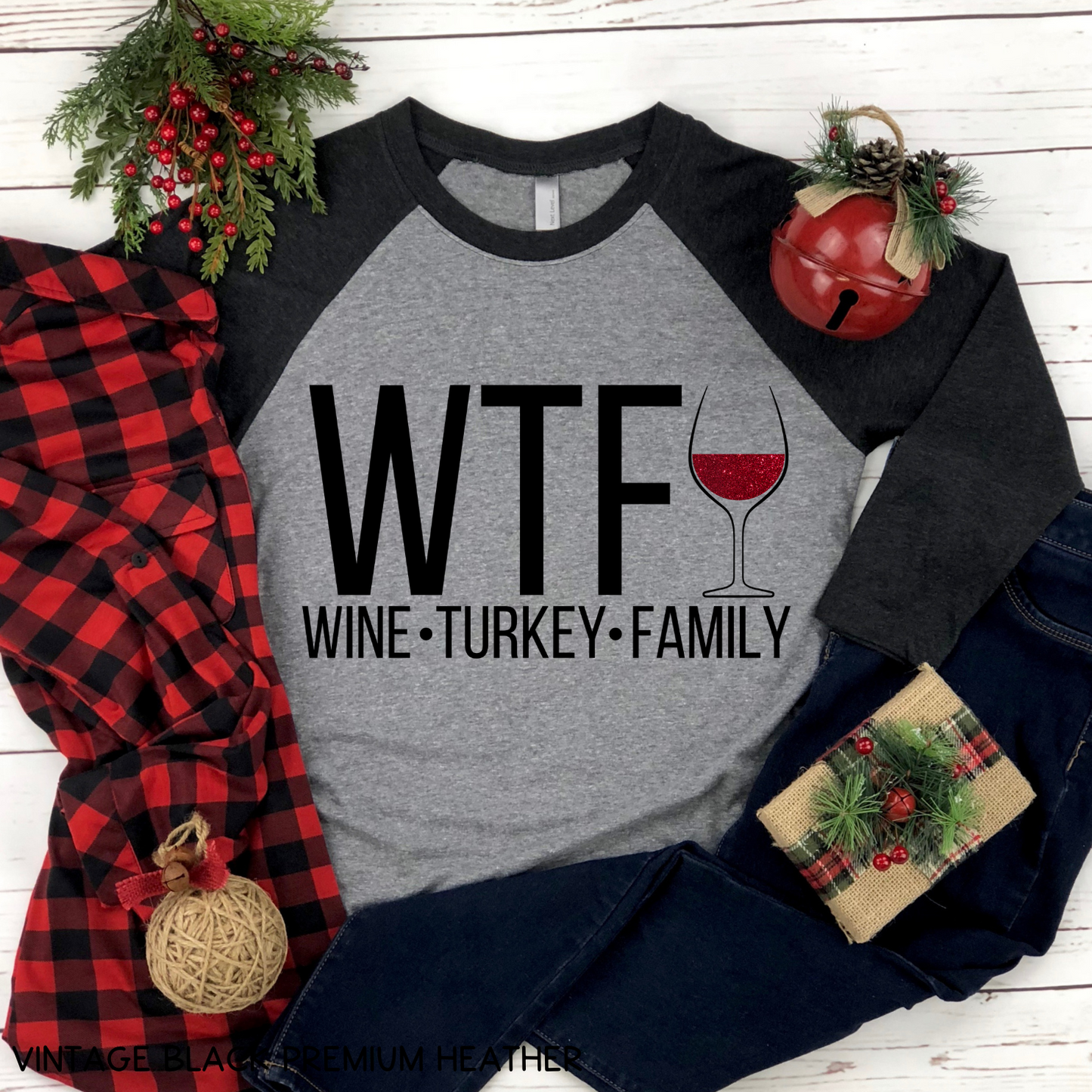 Thanksgiving - Unisex Adult Tee - WTF Wine Turkey Family