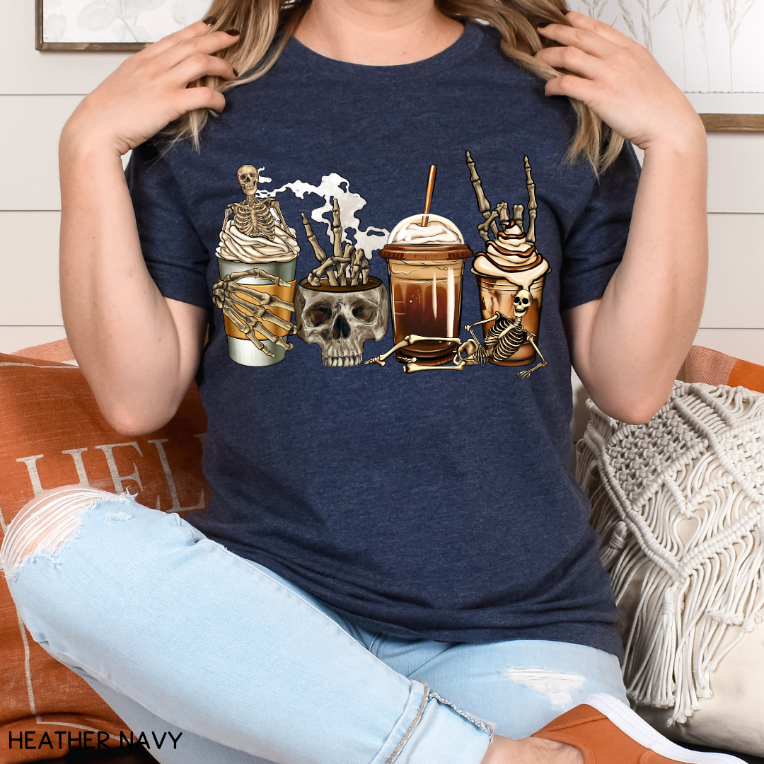 Halloween - Skeleton Lattes - Adult Unisex Tee