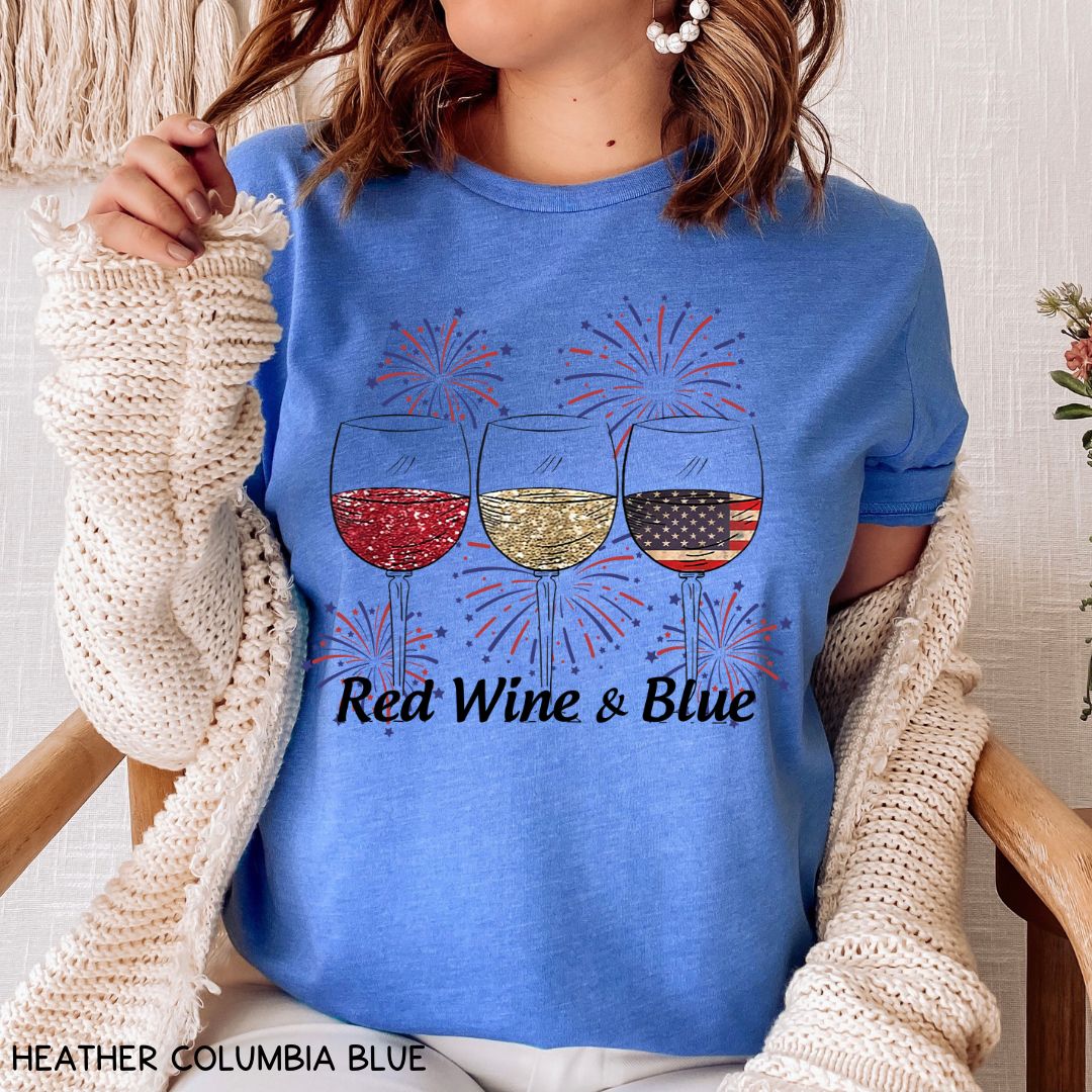 America - Red Wine & Blue - Unisex Adult Tee