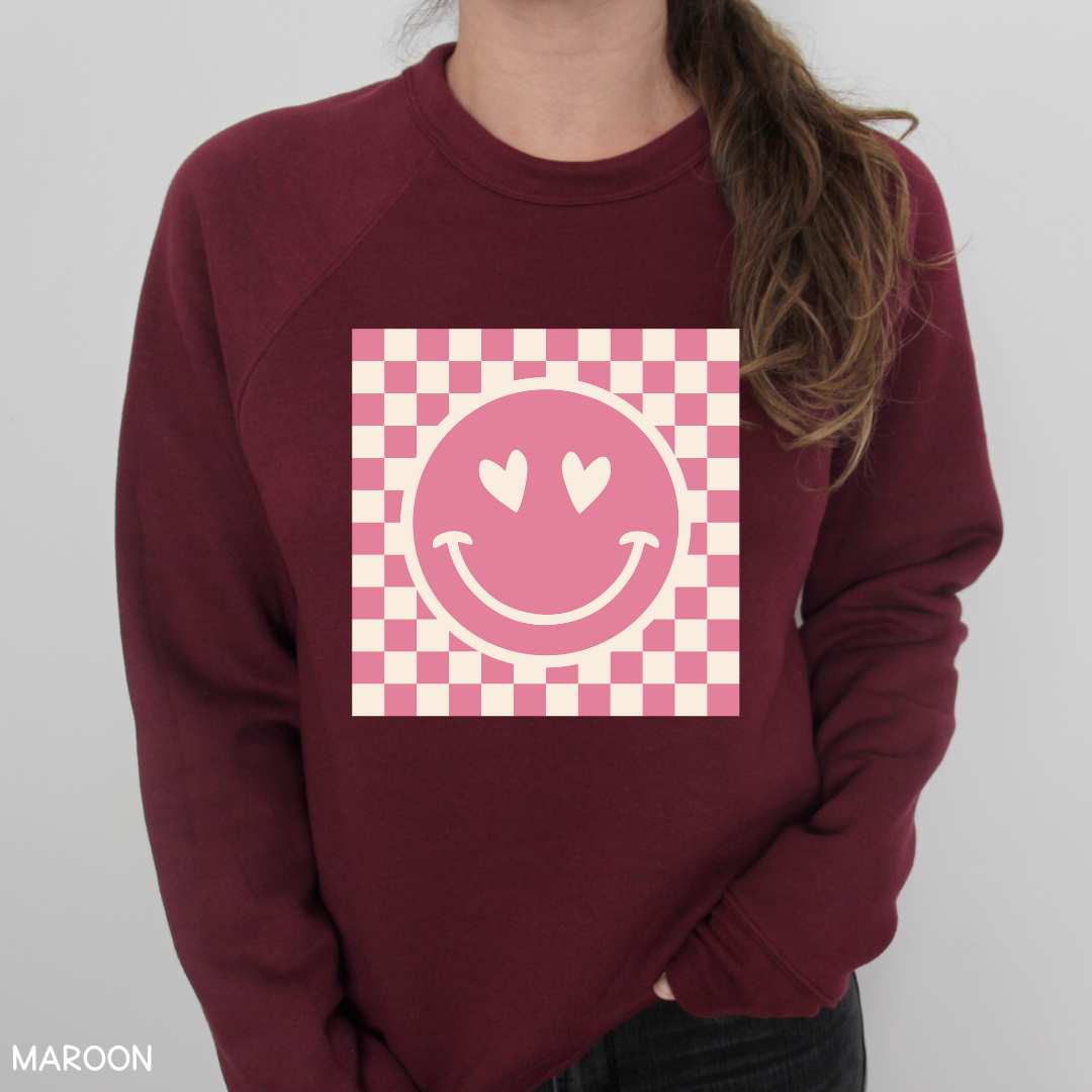 Valentines - Smiley Checkerboard - Adult Unisex Sweatshirt