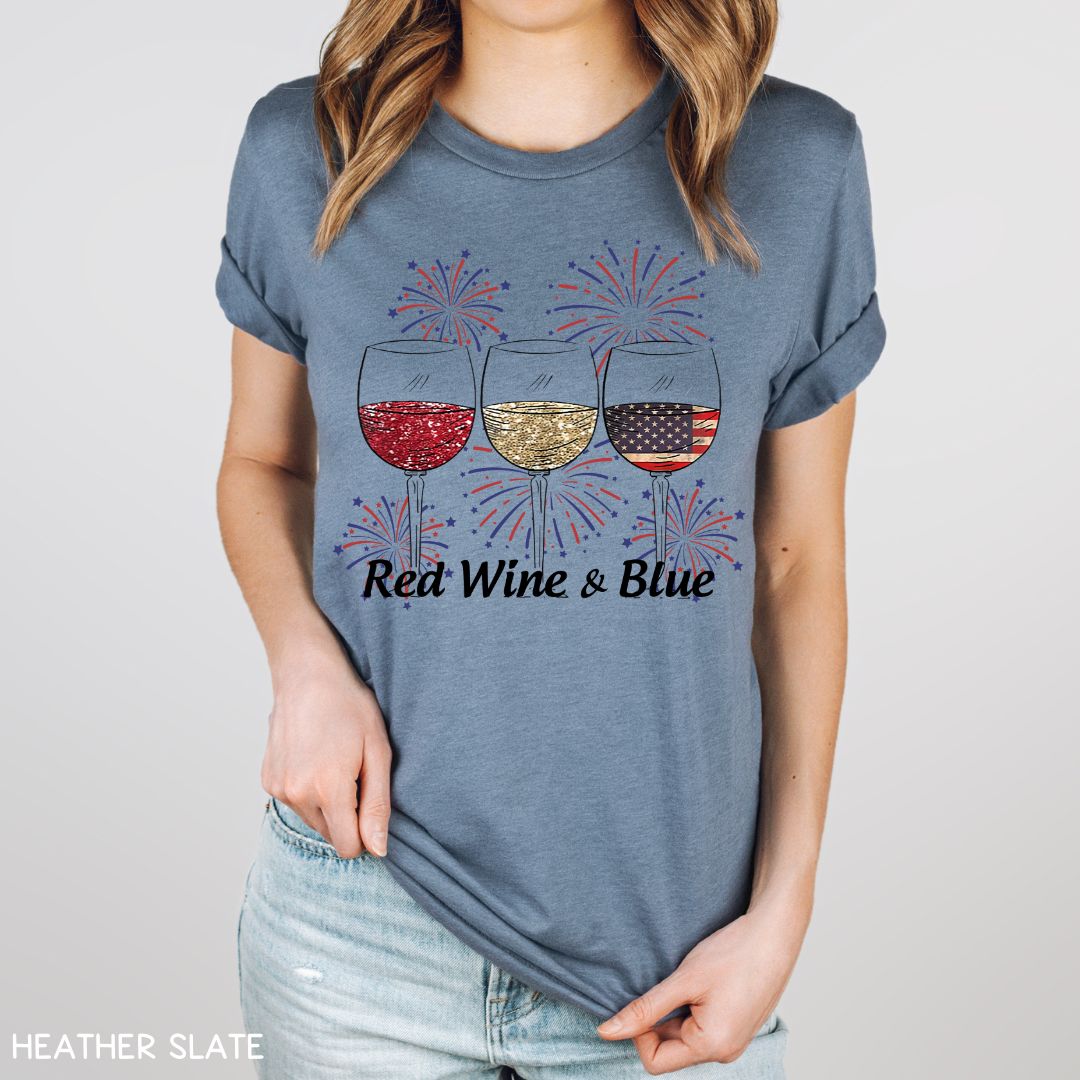 America - Red Wine & Blue - Unisex Adult Tee