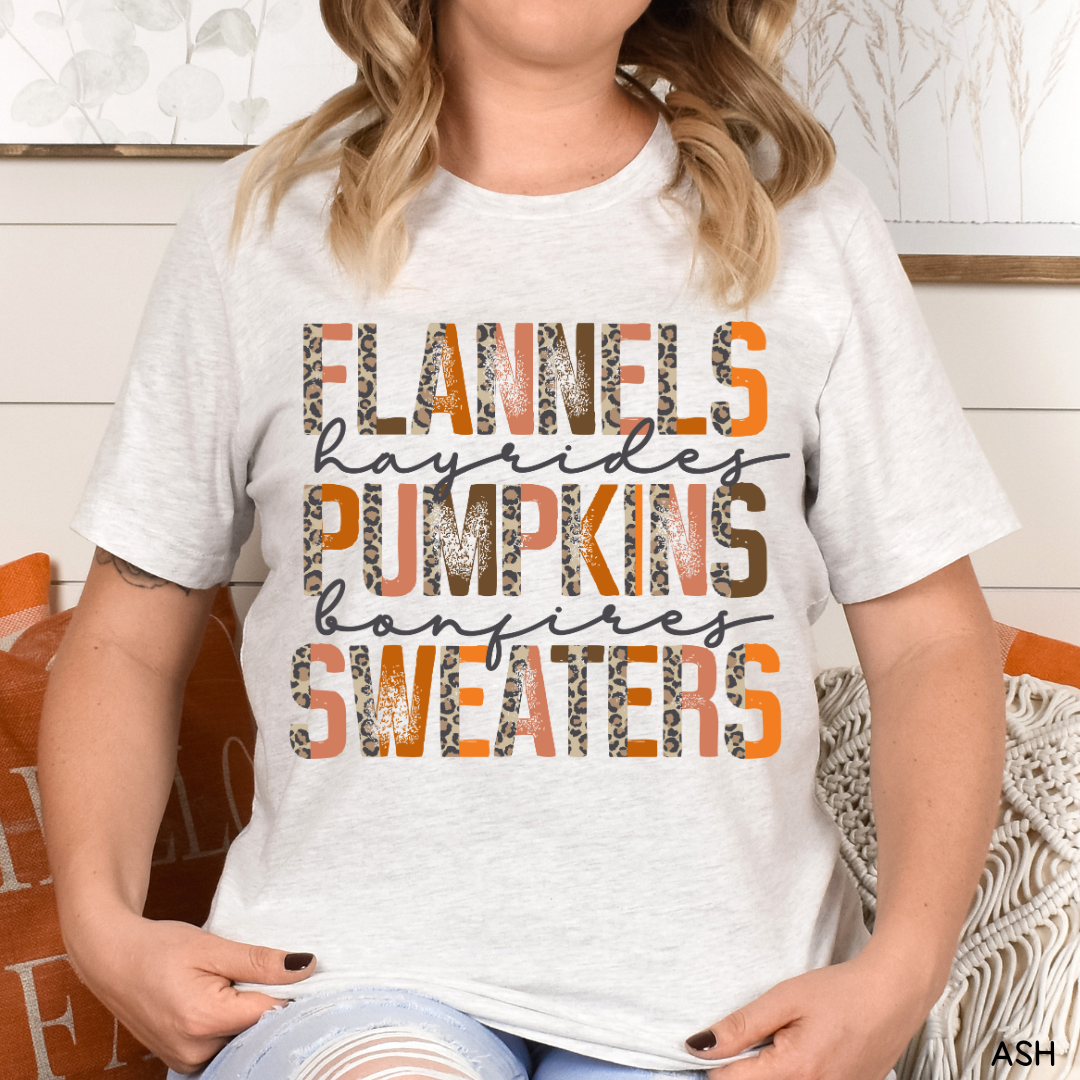 Fall - Flannels Pumpkins Sweaters - Unisex Adult Tee