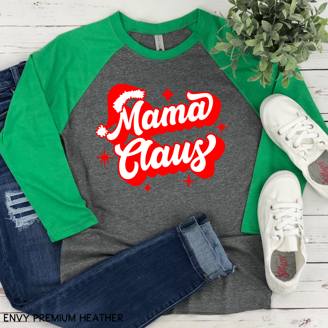 Christmas - Mama Claus Vintage - Adult Unisex Raglan