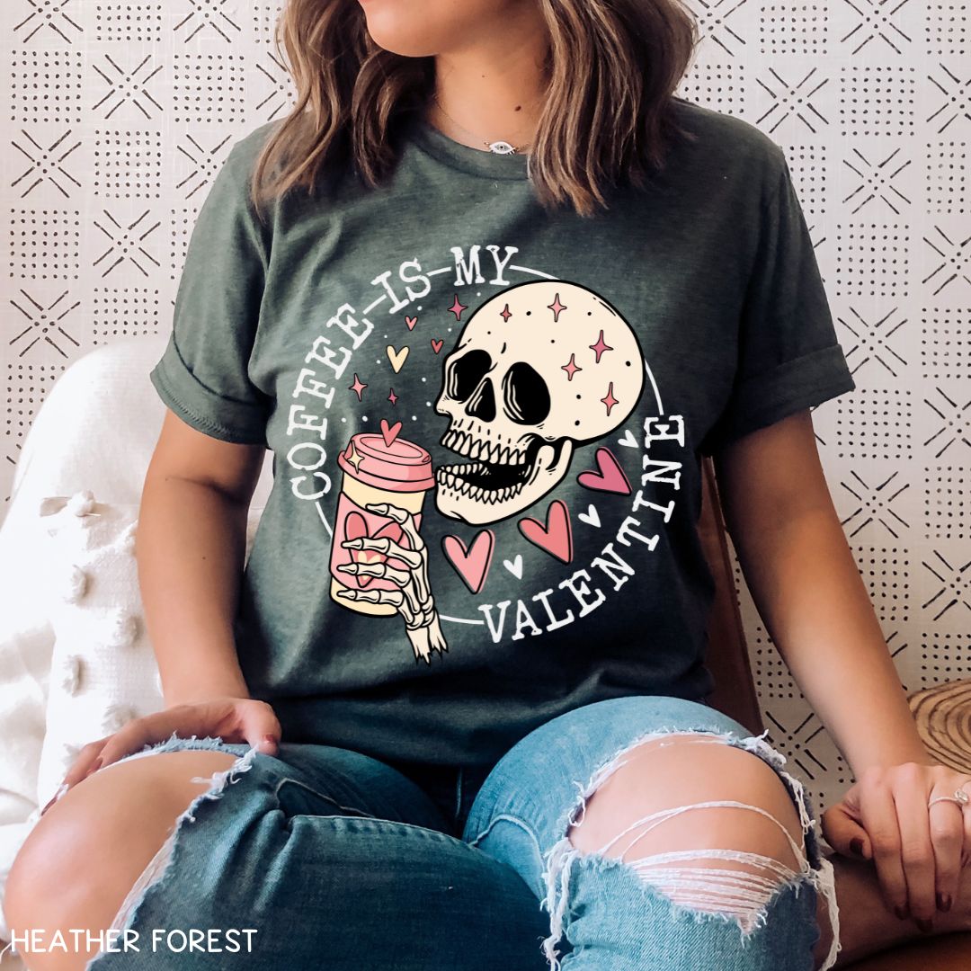 Valentines - Coffee is my Valentine - Unisex Adult Tee