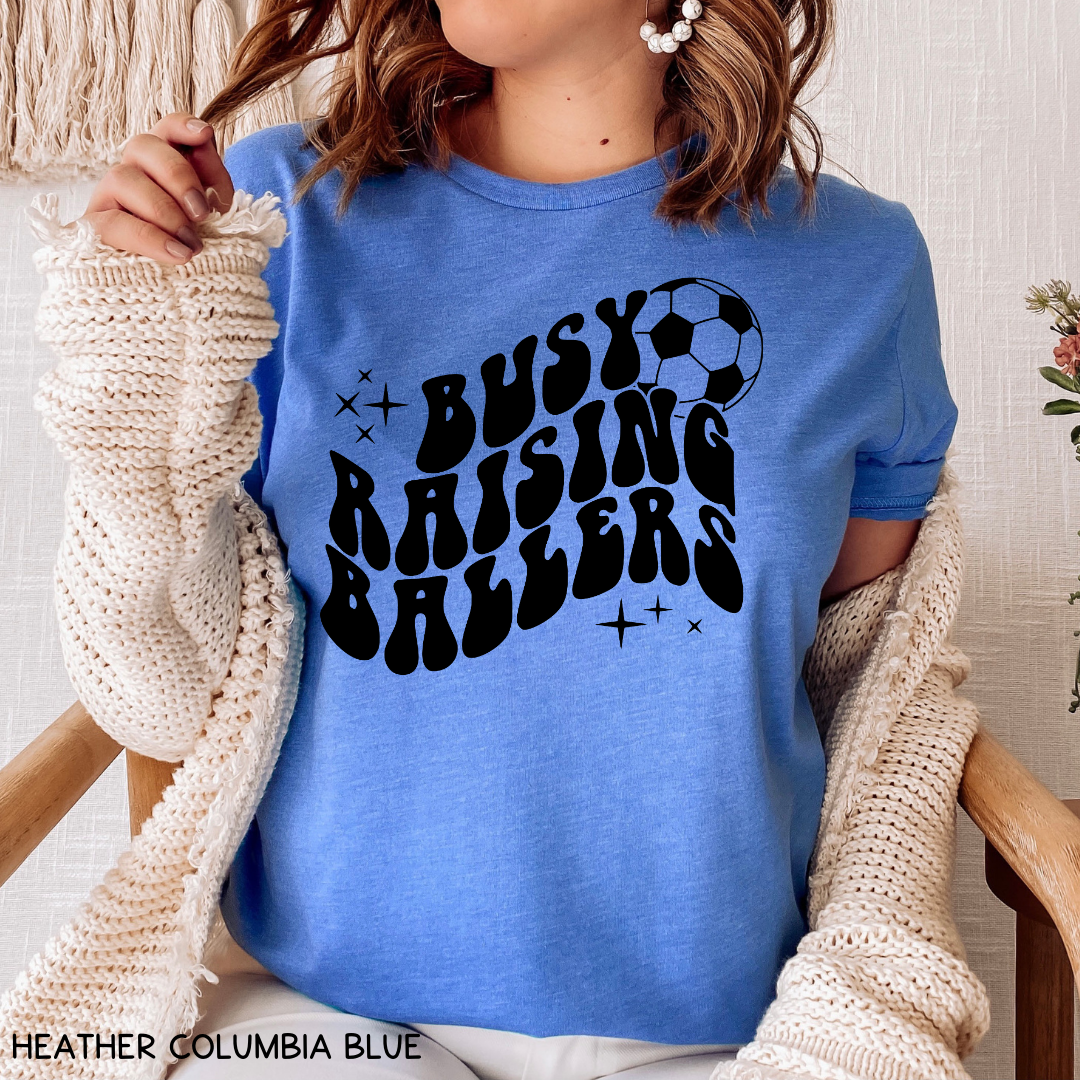 Sports - Adult Tee - Soccer Busy Raising Ballers