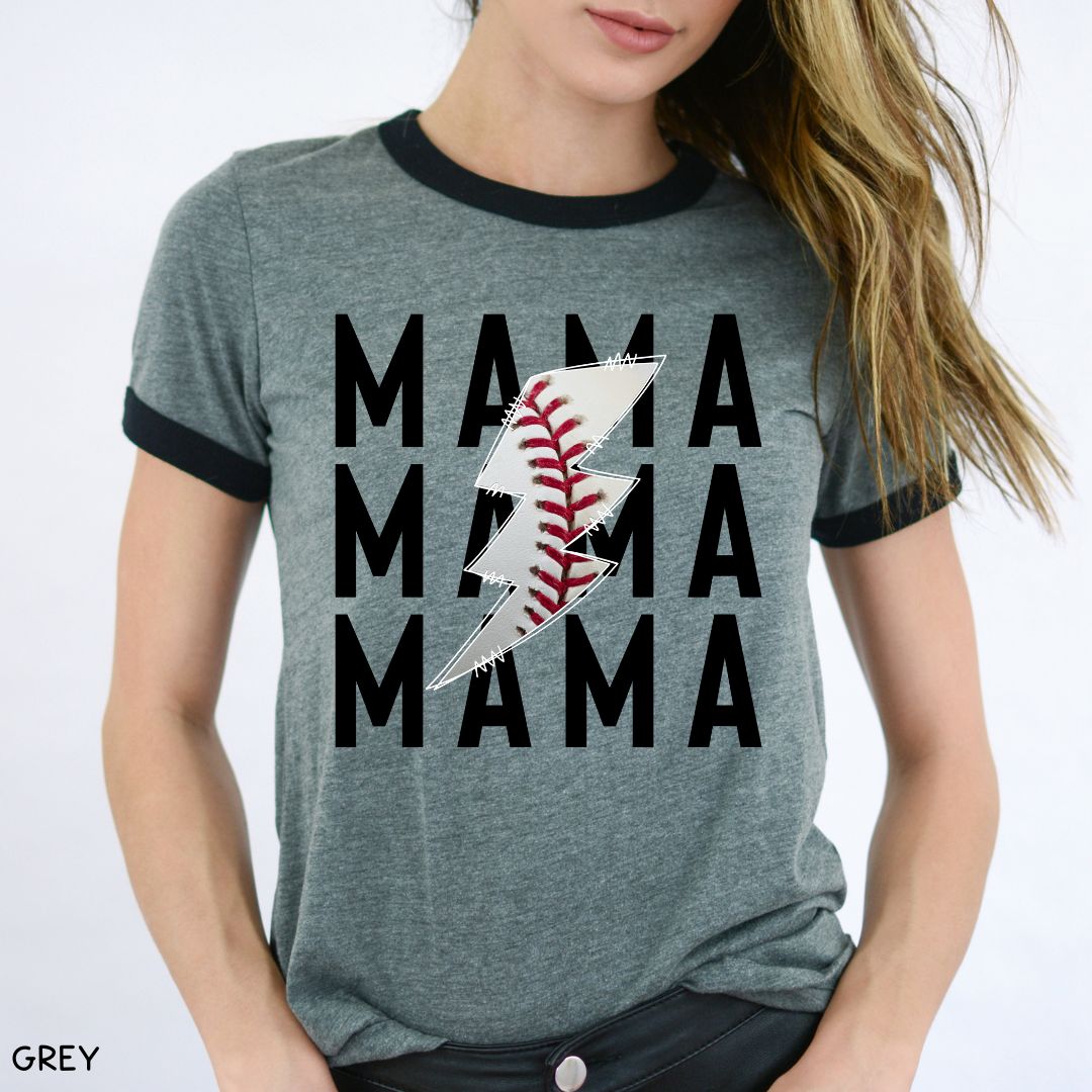 Baseball - Mama Lightning - Unisex Adult Tee