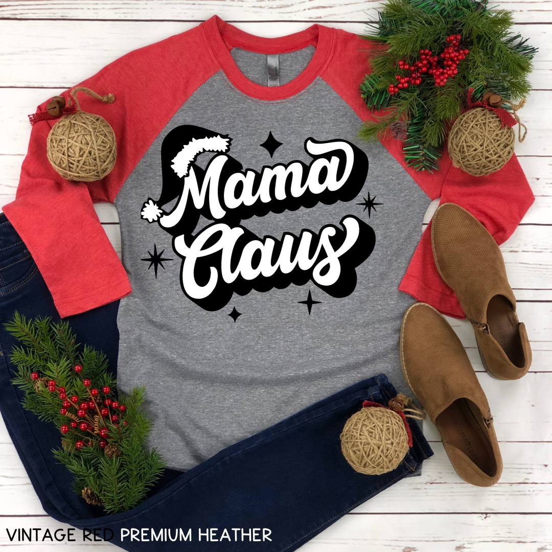 Christmas - Mama Claus Vintage - Adult Unisex Raglan