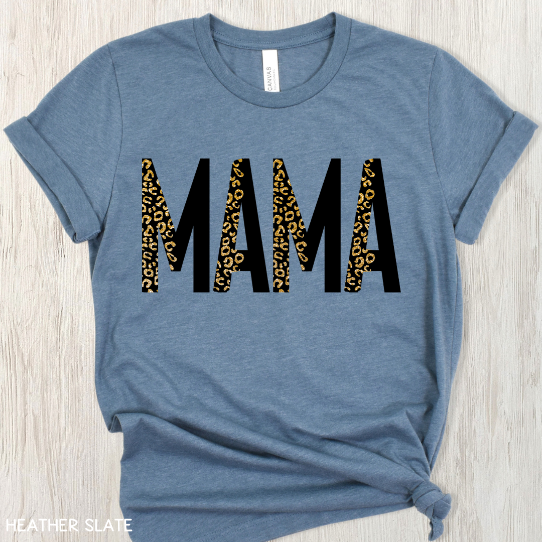 Mama Leopard Glitter - Adult Tee