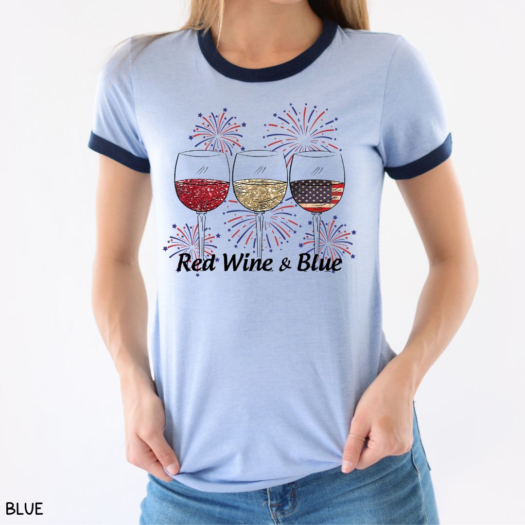 America - Red Wine & Blue - Unisex Adult Tee