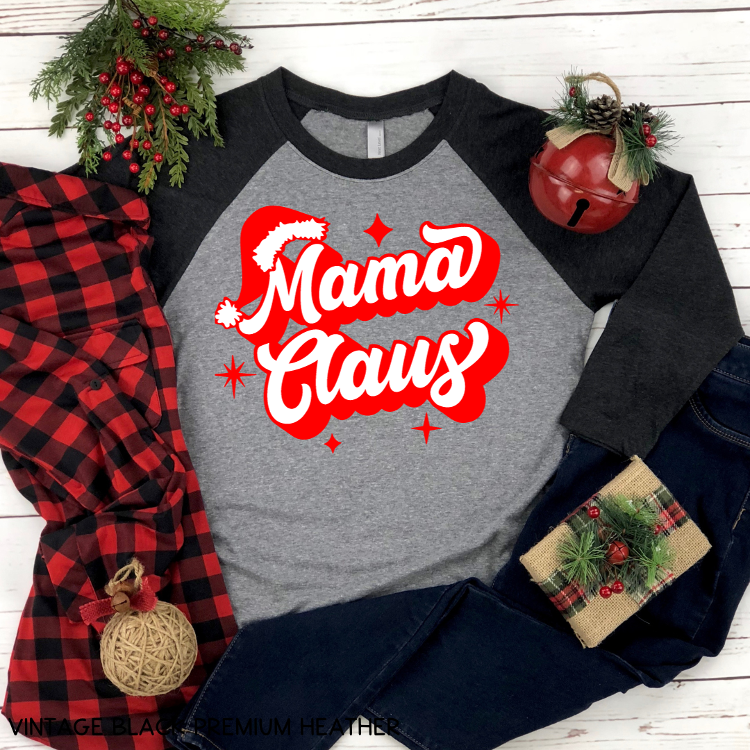 Christmas - Mama Claus Vintage - Adult Unisex Raglan