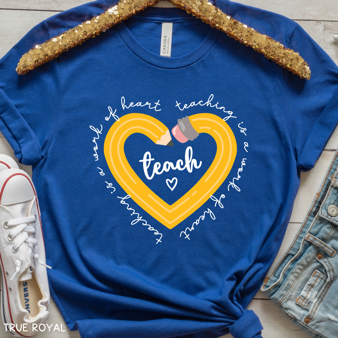 Teacher - Adult Tee - Teacher Pencil Heart