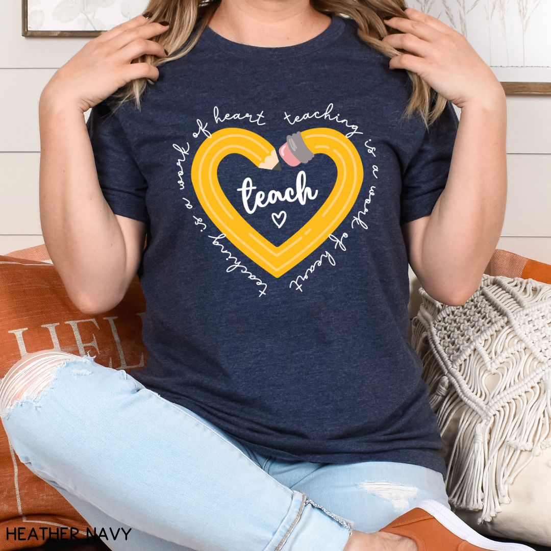 Teacher - Adult Tee - Teacher Pencil Heart