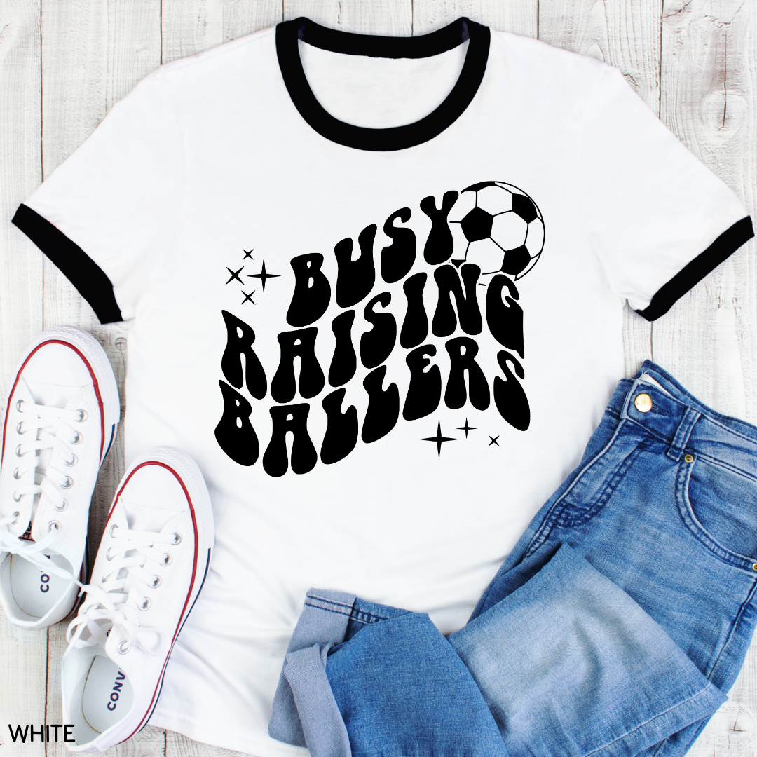 Sports - Adult Tee - Soccer Busy Raising Ballers