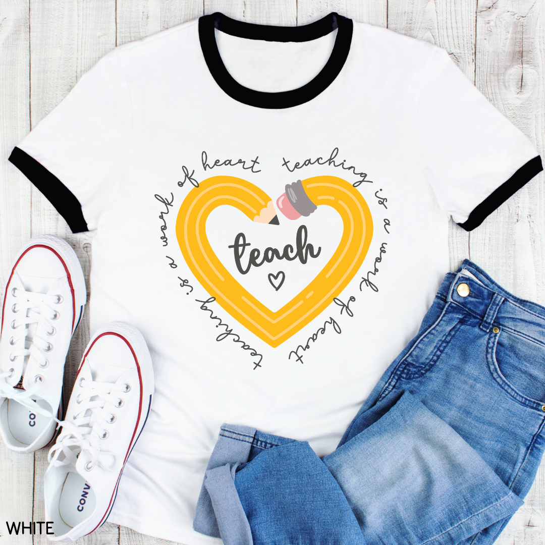 Teacher - Adult Tee - Teacher Pencil Heart