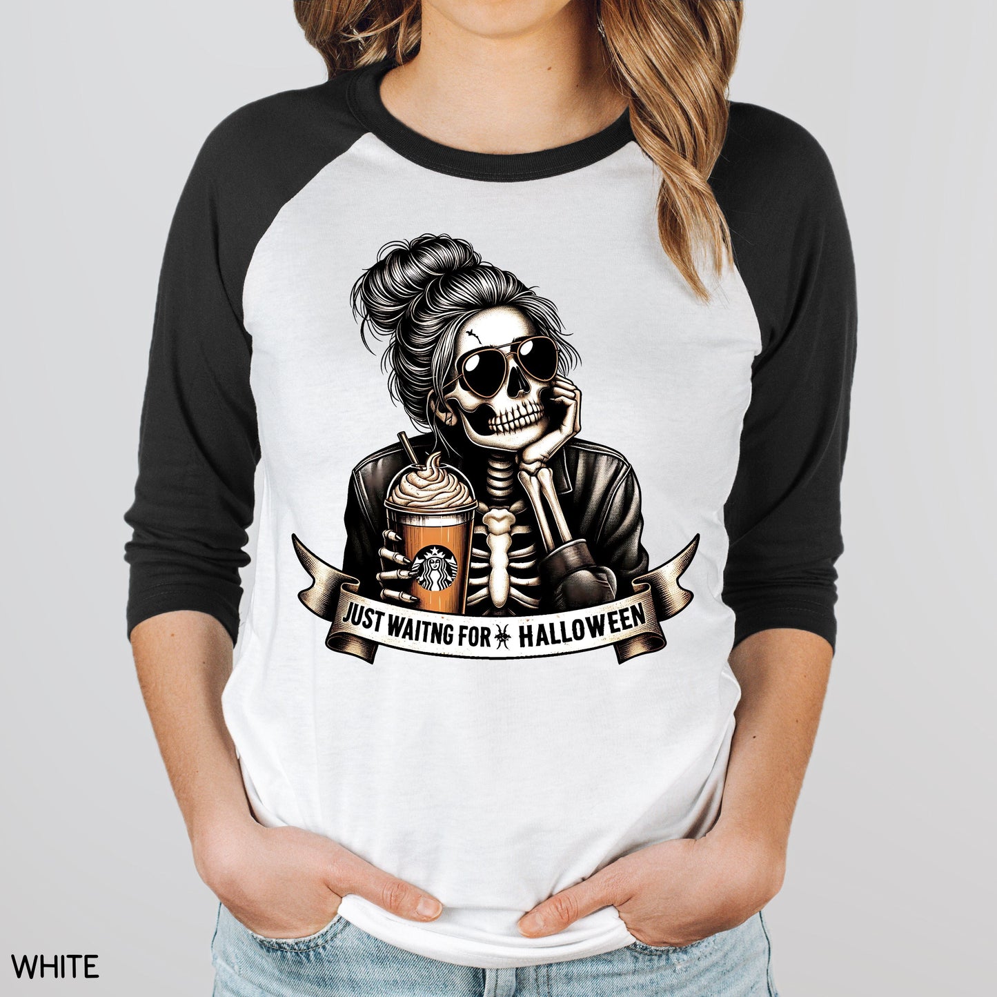 Fall - Just Waiting For Halloween Mom Bun - Unisex Adult Tee