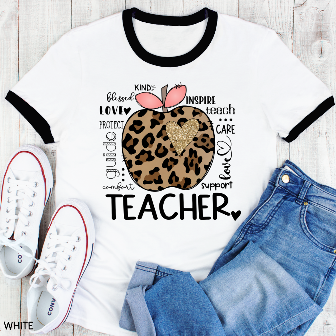 Teacher - Adult Tee - Leopard Apple