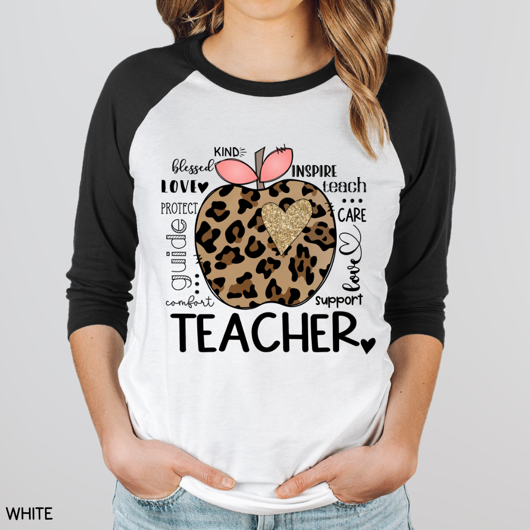 Teacher - Adult Tee - Leopard Apple