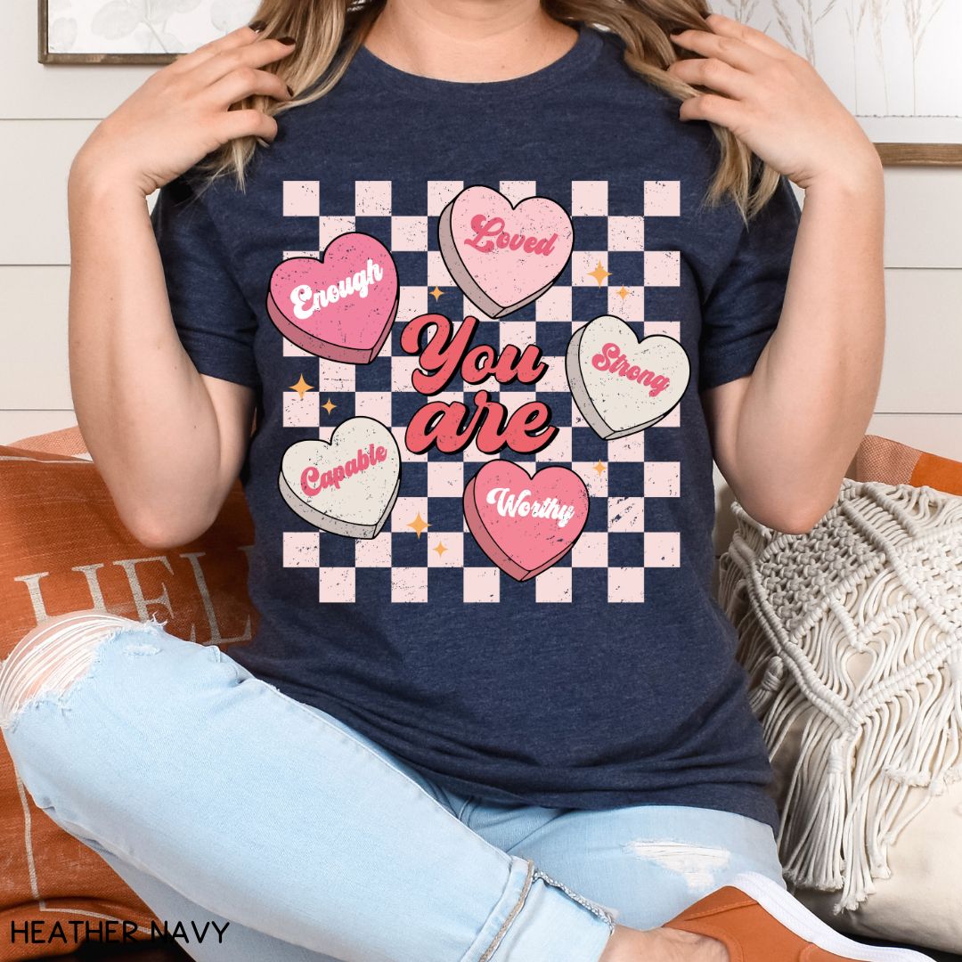 Valentines - You Are Loved Candy Hearts - Unisex Adult Tee