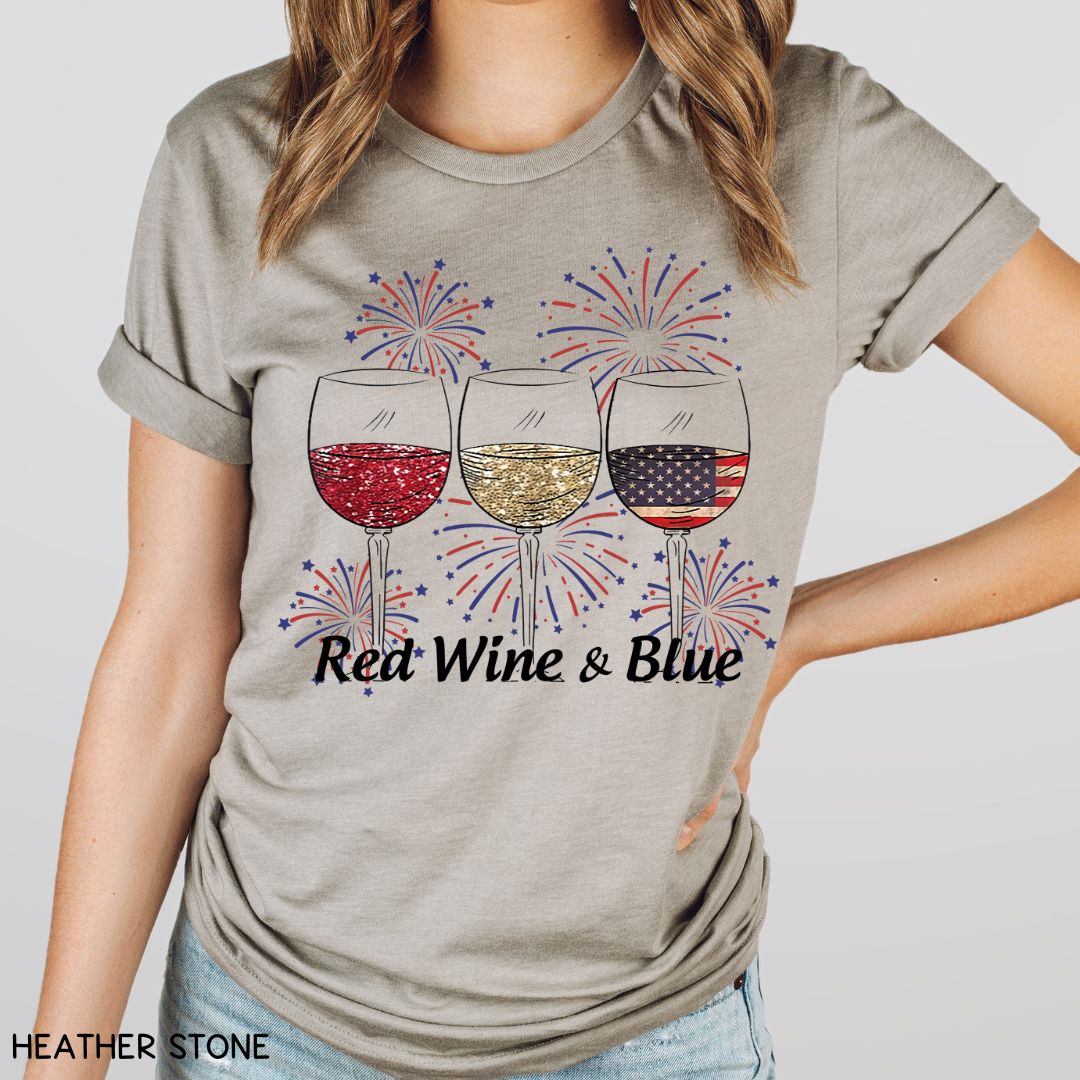 America - Red Wine & Blue - Unisex Adult Tee